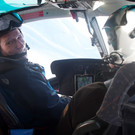 Challenge-Gewinner G. Schmitz im Helikopter.