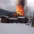 Gebäude in Lochau in Vollbrand
