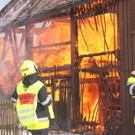 Holzstadel in Lochau in Vollbrand