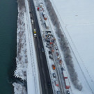 Luftbilder von der Massenkarambolage auf der A14