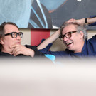 Filmemacher Sven Regener und Leander Haußmann während des Interviews zum Film "Hai-Alarm am Müggelsee"  in Wien