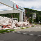 Baugerüst vor Salzburg AG umgestürzt
