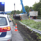 Sattelzug auf der A14 Höhe Rankweil umgekippt