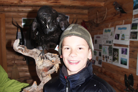 Ausgestopfte Tiere beeindrucken die Kinder in der Silbertaler Waldschule.