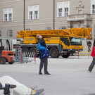 Aufbauarbeiten am Domplatz