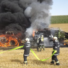 Traktor in Flammen