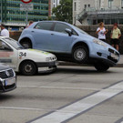 Spektakulärer Verkehrsunfall auf der Unteren Donaustraße in Wien