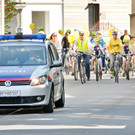 Fahrradparade mit Ziel in Hard