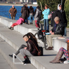 Sonne tanken am Molo