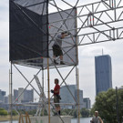 Aufbauarbeiten für das Donauinselfest 2014