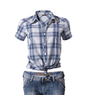 Karobluse von Review, 29,90 EUR und Slimfit-Jeans mit Reißverschlüssen an den Knöcheln von Review, 49,90 EUR