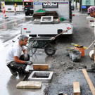 Bauarbeiten im Zentrum Hard